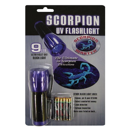 Scorpion Master Scorpion 9 LED Black/Purple LED UV Flashlight AAA Battery 302478